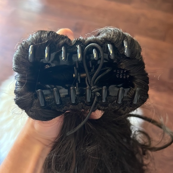 Clip on hair extensions long brown black beach waves bouncy curls or costume wig - Picture 3 of 12